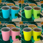 Immagine 4 - Bicchieri in Carta Riciclabile Mix di Colori Verde Rosa Azzurro e Giallo da 200ml - Confezione da 100