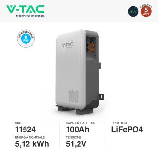 VT-48100 Batteria LiFePO4 5.12KWh IP65 Fotovoltaico V-Tac