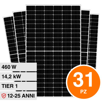 V-Tac Kit 14,2kW 31 Pannelli Solari Fotovoltaici 460W TIER 1 Monocristallini...