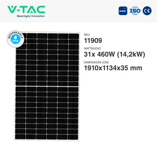 31 Pannelli Solari Fotovoltaici 460W IP68 120 Celle V-Tac