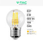 Immagine 4 - V-Tac VT-2366 Lampadina LED E27 6W MiniGlobo G45 Filament in Vetro Trasparente - SKU 212842 / 212843