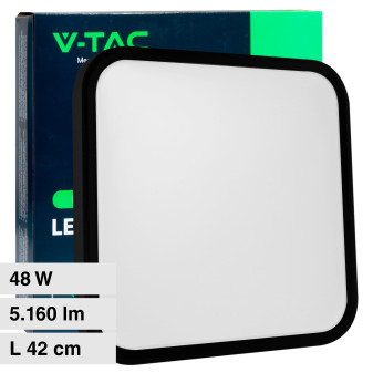V-Tac VT-8630 Plafoniera LED Quadrata 48W SMD IP44 Colore Nero - SKU 76481 /...