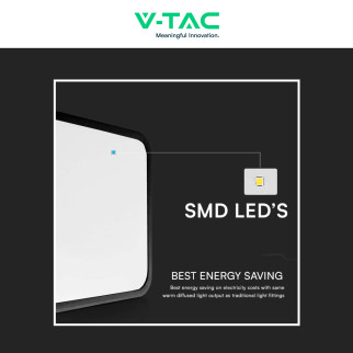 V-Tac VT-8630 Plafoniera LED Quadrata 48W SMD IP44 Colore Nero