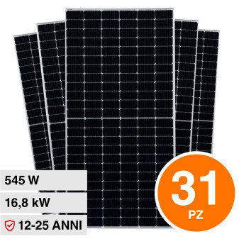 V-Tac VT-545 Kit 16,8kW 31 Pannelli Solari Fotovoltaici 545W Monocristallini...