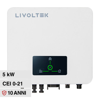 Livoltek Inverter Monofase On-Grid 5kW IP65 per Impianto Fotovoltaico CEI...