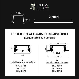 Medusaflex Cassiopea Copertura Satinata per Profilo in Alluminio