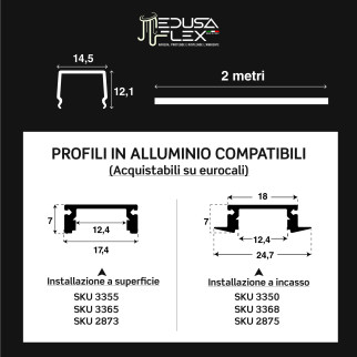 Medusaflex Cassiopea Copertura Satinata per Profilo in Alluminio