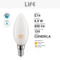 Immagine 4 - Life Lampadina LED E14 Filament 6,5W Candle C35 Candela in Vetro - mod. 39.920023CM27 / 39.920023NM40