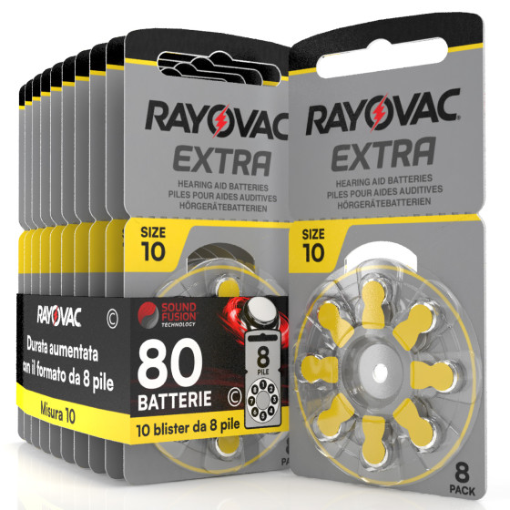 Rayovac Misura 10 80 Batterie per Apparecchi Acustici Blister 8 pile Rayovac Misura 10 80 Batterie per Apparecchi Acustici Blister 8 pile