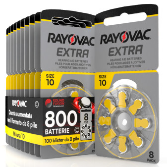 Rayovac Extra 800 Batterie per Protesi Acustiche Misura 10 Zinco Aria...