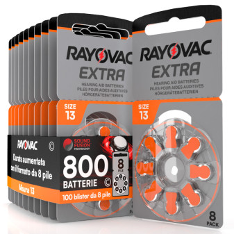 Rayovac Extra 800 Batterie per Protesi Acustiche Misura 13 Zinco Aria...