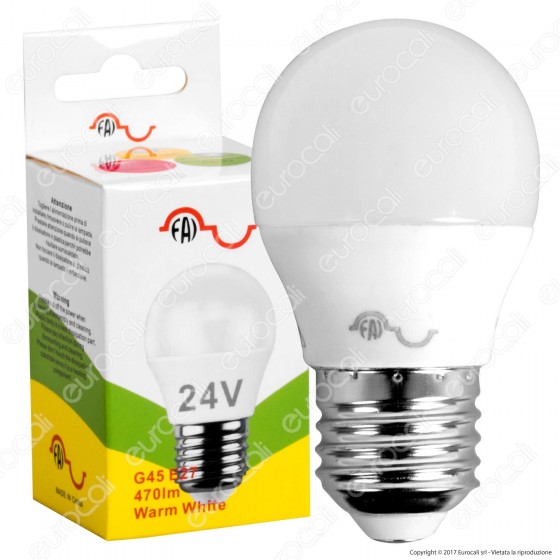 FAI Lampadina LED E27 5W MiniGlobo G45 24V AC / DC - mod. 5187 FAI Lampadina LED E27 5W MiniGlobo G45 24V AC / DC - mod. 5187