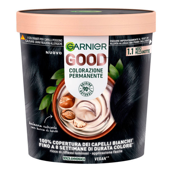 Garnier Good Tinta Capelli Senza Ammoniaca Colore 1.1 Nero Mezzanotte Garnier Good Tinta Capelli Senza Ammoniaca Colore 1.1 Nero Mezzanotte