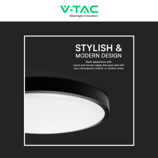 VT-8618 Plafoniera LED Rotonda 18W SMD IP44 Colore Nero V-Tac
