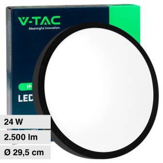 V-Tac VT-8624 Plafoniera LED Rotonda 24W SMD IP44 Colore Nero - SKU 76361 /...