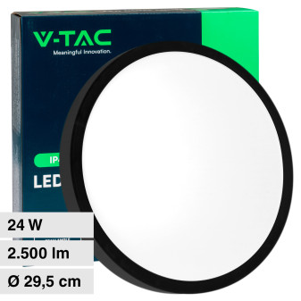 VT-8624 Plafoniera LED Rotonda 24W SMD IP44 Colore Nero V-Tac