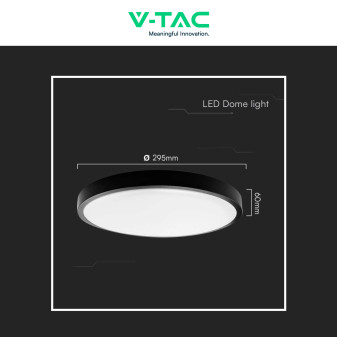 VT-8624 Plafoniera LED Rotonda 24W SMD IP44 Colore Nero V-Tac