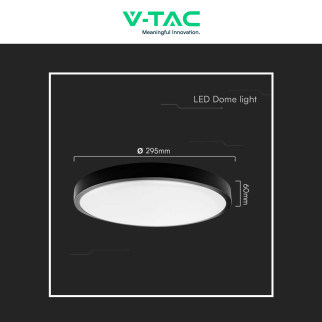 VT-8624 Plafoniera LED Rotonda 24W SMD IP44 Colore Nero V-Tac