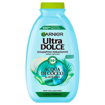 Garnier Ultra Dolce Shampoo Idratante Acqua di Cocco e Aloe Vera per Capelli...