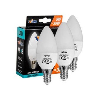 Wiva Tripack Lampadina LED E14 5W Candela - Confezione 3 Lampadine -