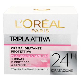 L'Oréal Paris Tripla Attiva Crema Idratante Protettiva Pelli Secche Sensibili...