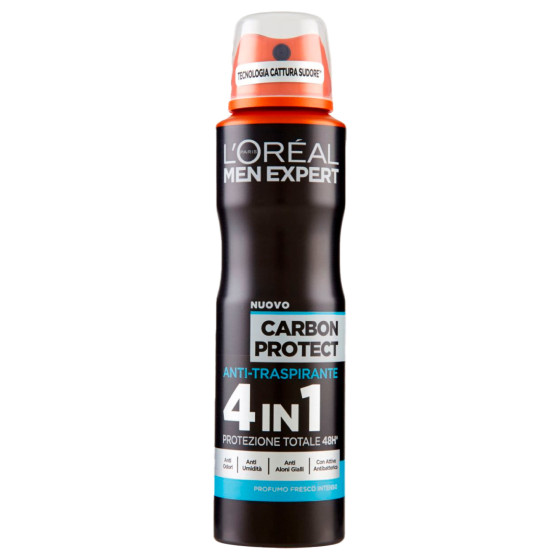 L'Oréal Paris Men Expert Deodorante Spray Carbon Protect 4in1 L'Oréal Paris Men Expert Deodorante Spray Carbon Protect 4in1