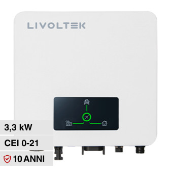 Livoltek Inverter Monofase On-Grid 3,3kW IP65 per Impianto Fotovoltaico CEI...