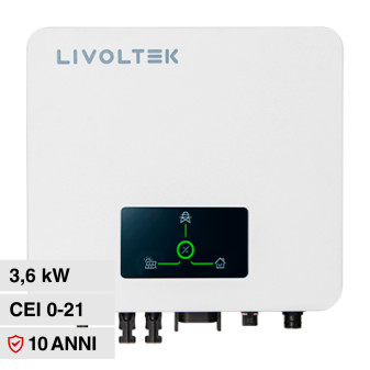 Livoltek Inverter Monofase On-Grid 3,6kW IP65 per Impianto Fotovoltaico CEI...