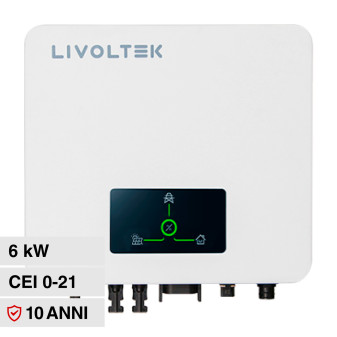 Livoltek Inverter Monofase On-Grid 6kW IP65 per Impianto Fotovoltaico CEI...