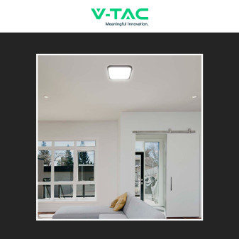 VT-8618S Plafoniera LED Quadrata 18W SMD IP44 Colore Nero V-Tac