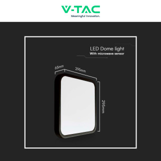 VT-8618S Plafoniera LED Quadrata 18W SMD IP44 Colore Nero V-Tac