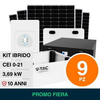 V-Tac Kit 3,69kW 9 Pannelli Solari Fotovoltaici 410W + Inverter Monofase +...