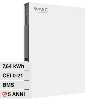 V-Tac VT-48160 Batteria BMS LiFePO4 48V 161Ah 7,64kWh IP65 Slim Design per...