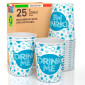 Immagine 1 - Bicchieri in Carta Riciclabile Fantasia Drink Me da 200ml - Confezione da 25 Bicchieri