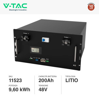 VT-48200B Accumulatore 9.60kWh Impianti Fotovoltaici V-Tac cei 0-21
