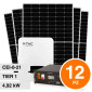 Immagine 1 - V-Tac Kit 4,92kW 12 Pannelli Solari Fotovoltaici 410W + Inverter Monofase + Batteria 5,12kWh - SKU 1189912 + 11819 + 11377