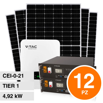 V-Tac Kit 4,92kW 12 Pannelli Solari Fotovoltaici 410W + Inverter Monofase + 2...