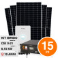 Immagine 1 - V-Tac Kit 6.15kW 15 Pannelli Solari Fotovoltaici 410W + Inverter Monofase + Batteria Rack 5.12 kWh - SKU 11552 + 11529 + 11377