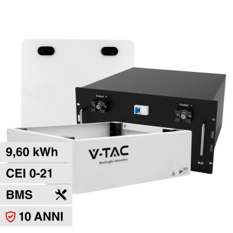 V-Tac VT-48200B Batteria BMS LiFePO4 48V 200Ah 9,60kWh CEI 0-21 con Modulo e...
