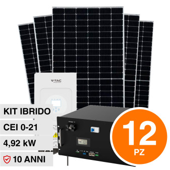 V-Tac Kit 4.92kW 12 Pannelli Solari Fotovoltaici 410W + Inverter Monofase +...