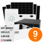 Immagine 1 - V-Tac Kit 3,69kW 9 Pannelli Solari Fotovoltaici 410W + Inverter Monofase + Batteria 9,60kWh - SKU 119109 + 11725 + 11523