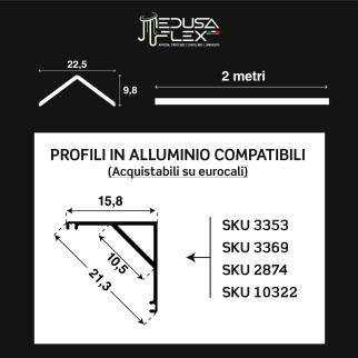 Medusaflex Cubo Copertura Opaca per Profilo Angolare in Alluminio
