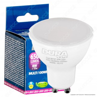 Duralamp Multi 100 Wide Lampadina LED GU10 8W Faretto Spotlight 100°