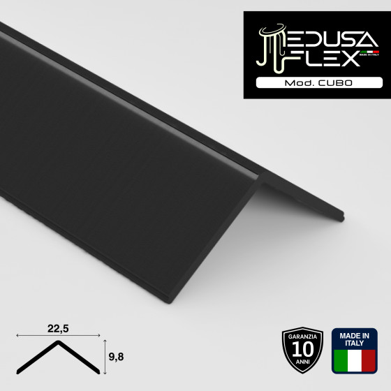 Medusaflex Cubo Copertura Nero Fumé per Profilo Angolare in Alluminio Medusaflex Cubo Copertura Nero Fumé per Profilo Angolare in Alluminio