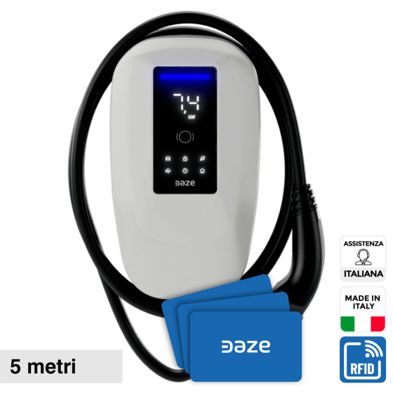 Wallbox Home T Daze 7,4kW Monofase IP55 Cavo Tipo 2 Bluetooth Wi-Fi Wallbox Home T Daze 7,4kW Monofase IP55 Cavo Tipo 2 Bluetooth Wi-Fi