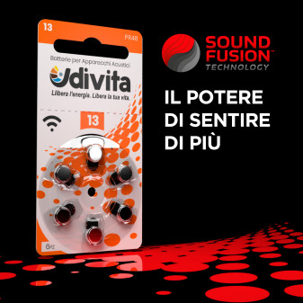 Udivita Misura 13 60 Batterie per Apparecchi Acustici Blister 6 pile