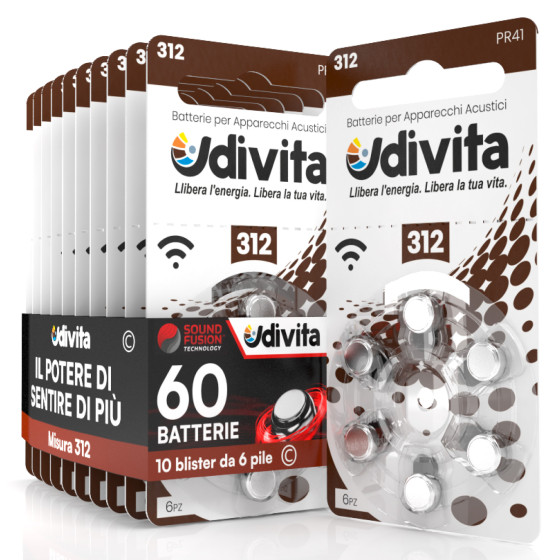 Udivita Misura 312 60 Batterie per Apparecchi Acustici Blister 6 pile Udivita Misura 312 60 Batterie per Apparecchi Acustici Blister 6 pile