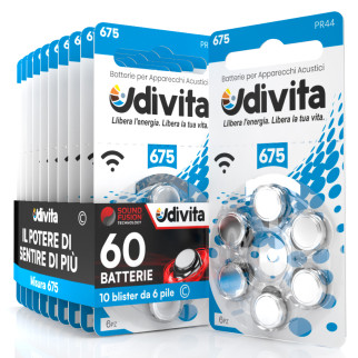 Udivita Misura 675 60 Batterie per Apparecchi Acustici Blister 6 pile