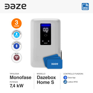 Wallbox Home S Daze 7,4kW Monofase IP55 RFID Bluetooth Wi-Fi