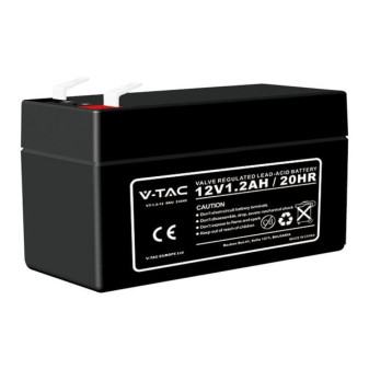 V-Tac VT-1.2-12 Batteria Piombo Acido 12V 1,3Ah con Attacchi T1 - SKU 23449